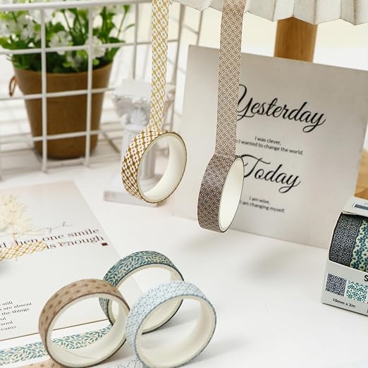Basic Patterns Washi Tape Set 60 Rolls Geometric Elegance Decorative Skinny Masking Tapes for Arts, DIY Crafts, Journals, Planners, Scrapbook, Wrapping