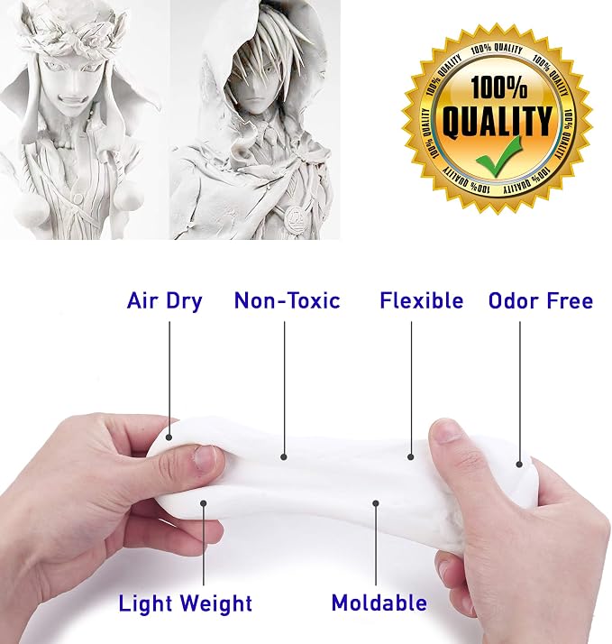 Moldable Cosplay Foam Clay (White) – High Density and Hiqh Quality for Intricate Designs | Air Dries to Perfection for Cutting with a Knife or Rotary Tool, Sanding or Shaping (Pack of 3)