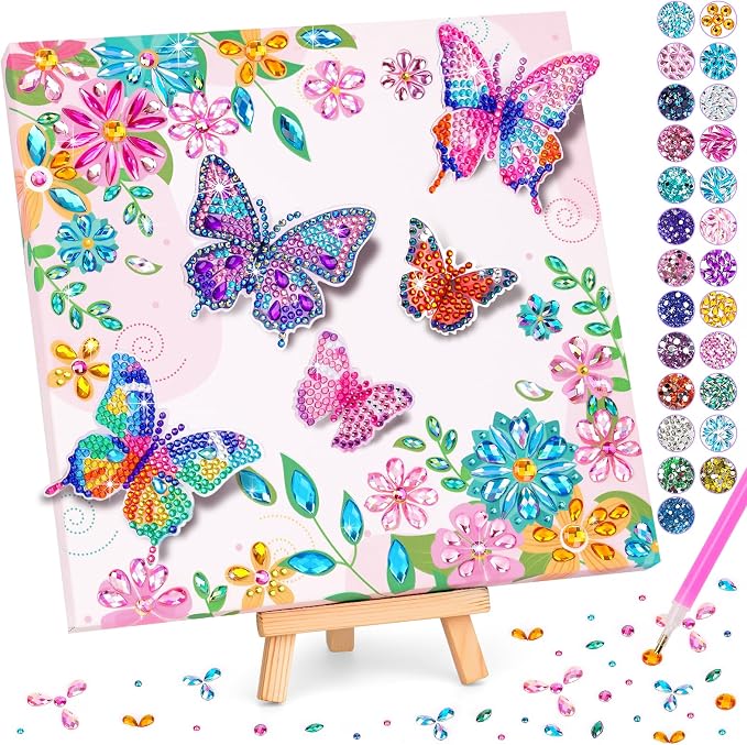 Arts and Crafts for Kid Age 8-12, Diamond Art Butterfly Girl Birthday Gift