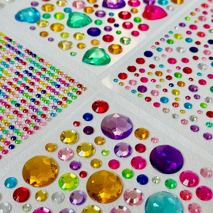 3502PCS Self-Adhesive Rhinestone Gem Stickers, Bling Heart & Mixed Shapes for Crafts, Scrapbooking, DIY Gift Making, Kids Craft Supplies