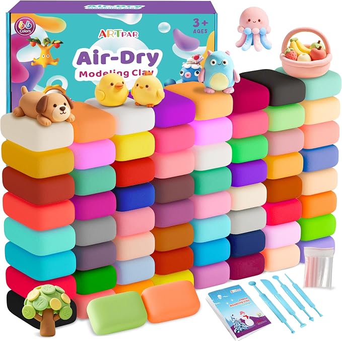 ARTPAR Air Dry Clay 66 Colors,Modeling Clay for Kids,DIY Molding Magic Clay