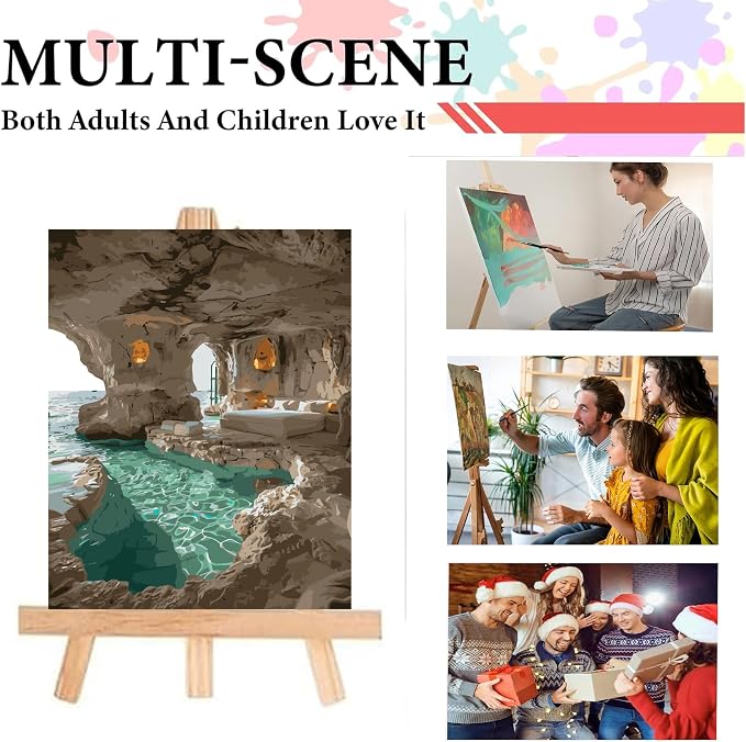 Cave Sea Room Painting by Numbers for Adults Beginner,15.7X19.7 inch | Adult Paint by Number Kits on Canvas,DIY Oil Acrylic Number Painting Kit for Home Wall Decor