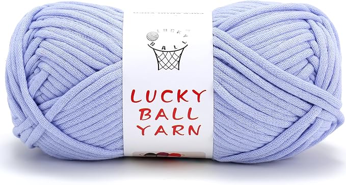 LUCKY BALL Yarn for Crocheting, 100g / 109 yd 70% Cotton 30% Nylon #5 Bulky Tube Yarn, Soft Crochet & Knitting Yarn for Bags, Hats, Socks, Sweaters, Blankets (Light Blue)