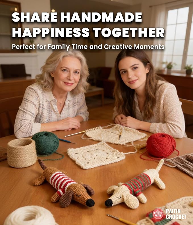 PAITIN Crochet Starter Kit – Easy DIY Craft Set for Adult Beginners, Handmade Yarn Art Project with Video Guidance (Dachshund)
