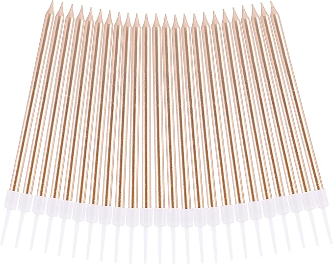 PHD CAKE Champagne Gold Long Thin Metallic Birthday Candles, Cake Candles, Birthday Parties, Wedding Decorations, Party Candles