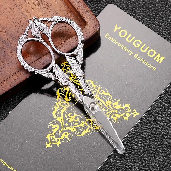 YOUGUOM Sewing Embroidery Scissors, Small Craft Shears with Cover | Sharp, Precision, for Needlework, Cross Stitch, Yarn, Paper Cutting, Detail Thread Snips, Cute Bird, DIY Tool, Purple, 4.6in