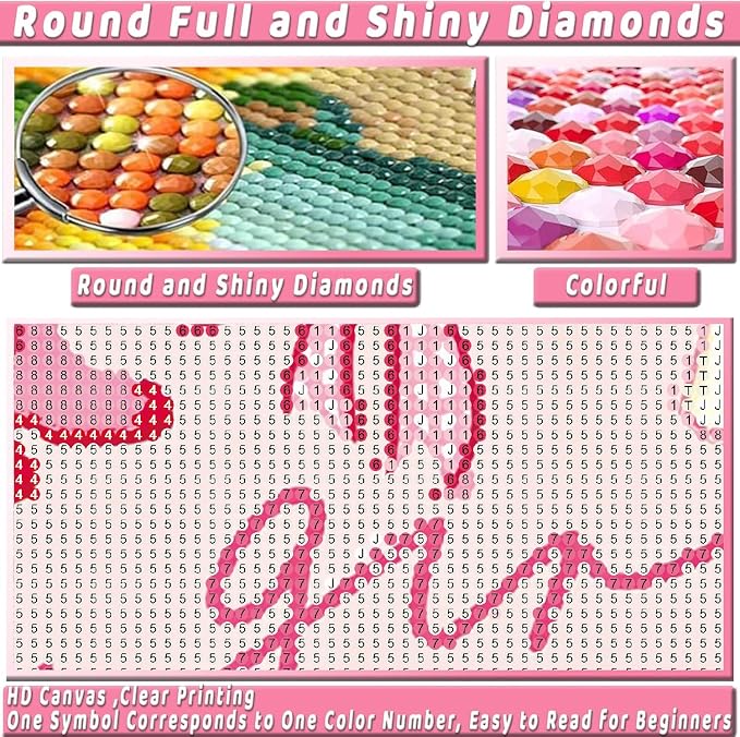 Pink Cherry Diamond Art Kits for Adults Diamond Painting Kit for Beginner | 5D DIY Funny Cute Vintage Diamond Dots Full Drill Crafts for Gem Art Dot Art for Adults Home Wall Decor for Teens 12x16 in