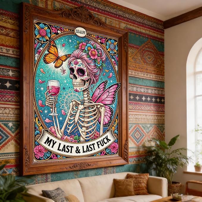 BYGFHLYW Diamond Painting Kits for Adults, Skull Tarot Diamond Art 12x16 in | 5D DIY Full Round Drill Crystal Gem Art Kit for Gothic Home Wall Decor