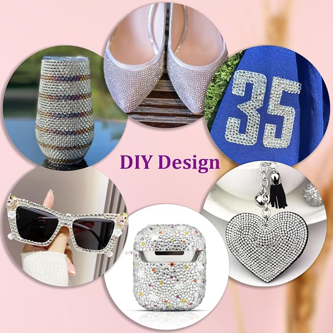 25000Pcs Resin Rhinestones for Crafting, Clear 2-6mm Mixed Sizes Non Hotfix Flatback Gems with 1Pcs Glue, Bedazzling Crystal for DIY Craft Clothing Mugs Tumblers Shoes Fabric Decor Nail Art