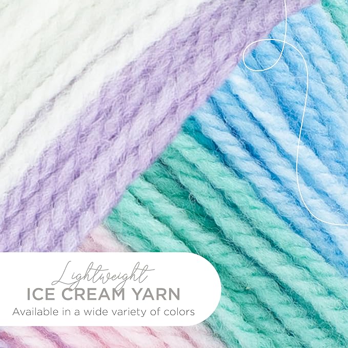 Lion Brand Yarn, Ice Cream Crochet Yarn, Love Potion, Multicolor, 3 Pack
