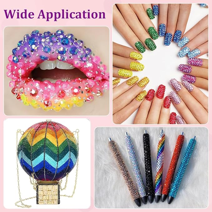 2 Boxes Jelly Rhinestones for Bedazzling, 36600Pcs 3mm & 4mm Multicolor Flatback Resin Gems for Crafting, Bedazzler Kit with Tweezer for DIY Crafts Book Fabric Decor Nail Art
