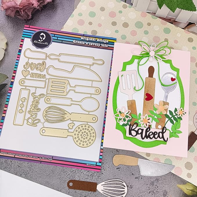 Alinacutle Metal Cutting Die Cut Golden Cut Dies for Gift Packing Paper Craft Handmade Card Making DIY Greeting Cards Scrapbooking and Album Holiday Gifts Decor (Baked Tool)