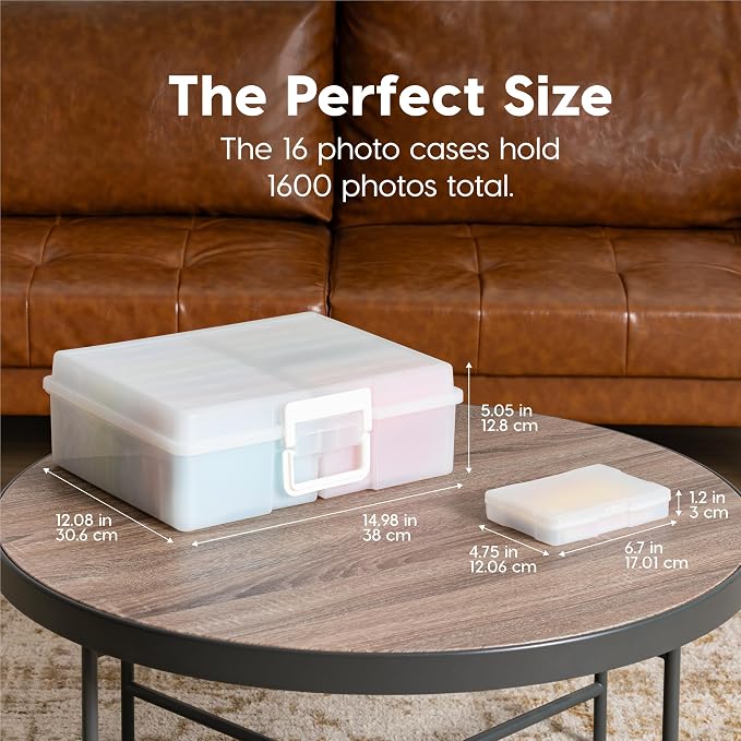 IRIS USA Photo Storage Box |Made in USA| 16 Cases - (2-Pack) - Pearl
