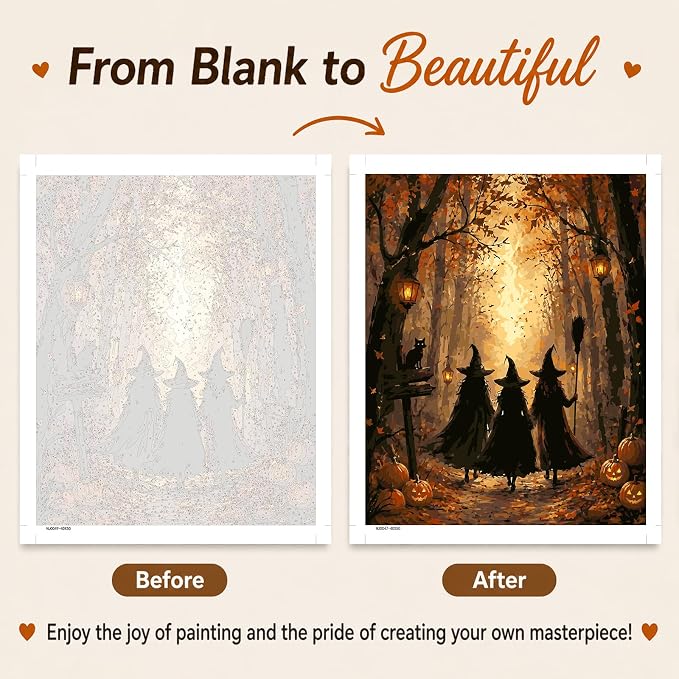 AUKELHJ Paint by Numbers Kit for Adults Beginner, Halloween, 16X20 Inch | Paint by Number for Adults, Beginner Friendly, High-Definition Color Canvas, Stress Relief, Home Decor, Gifts, Unframed