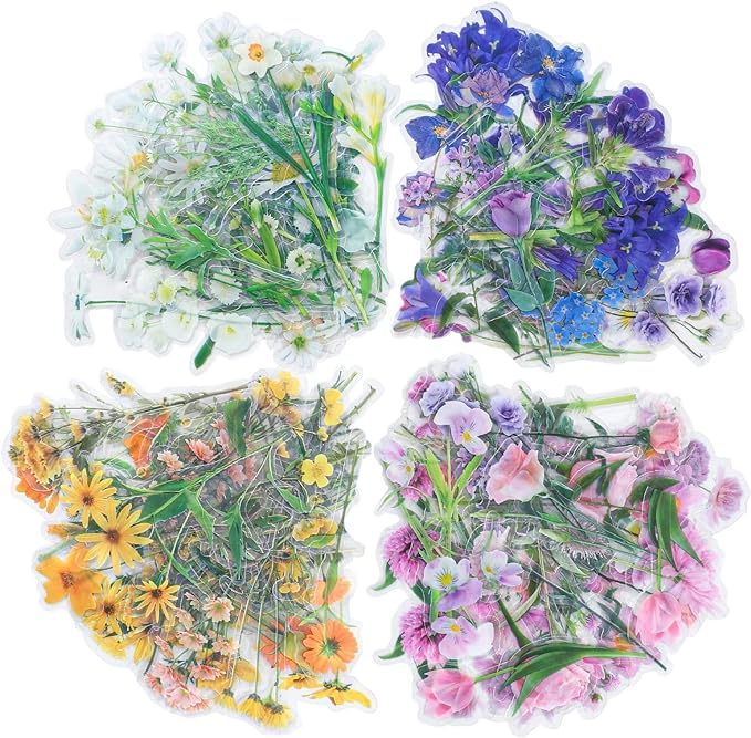 160 Natural Flower Stickers for Scrapbooking, Journals & Card Making | Self-Adhesive Floral Stickers, 80 Sheets, For Journals, Scrapbooks, Letters, Laptops And Diy Crafts