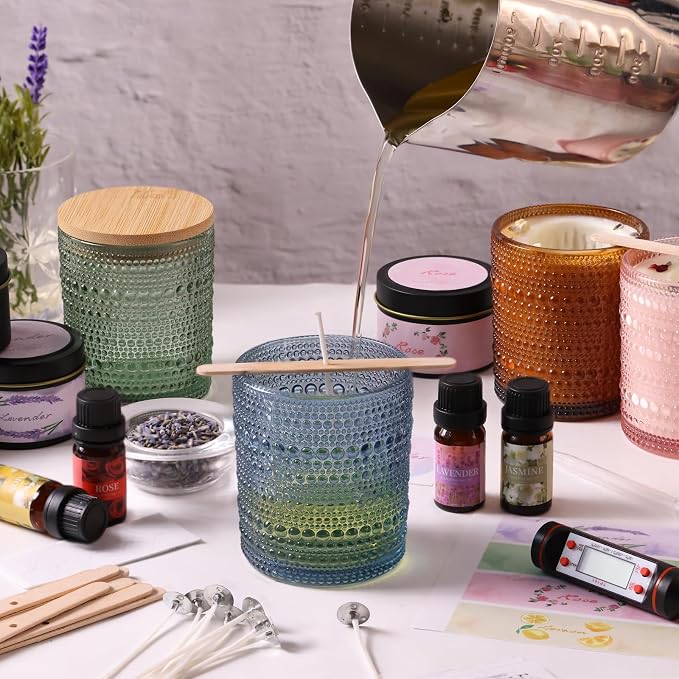 DARJEN Candle Making Kit for Adult, 4 Jars & 4 Tins Soy Wax Scented DIY Set | 100% Soy Wax, 10oz Glass Jars, 4oz Tins, Cotton Wicks, Pleasant Scents, Instruction& More- Perfect as Home Decorations