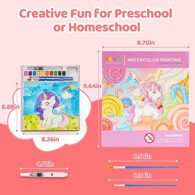 Water Coloring Painting Books for Toddlers - Paint with Water Coloring Books for Kid Ages 3-5 4-8, 24 Pages Total DIY Arts and Crafts Drawing Activities Book Toy Birthday Gift for Boys Girls (Unicorn)