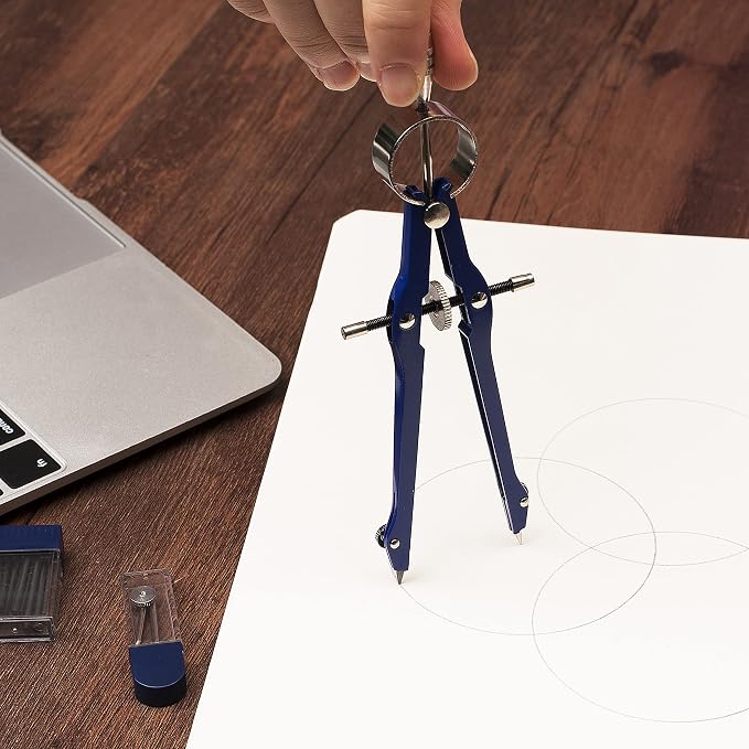 Mr. Pen- Professional Compass for Geometry, Extra Lead | Metal Compass Drawing Tool for Students, Drafting and Engineering, Technical Drawings, Circles and Geometry Projects
