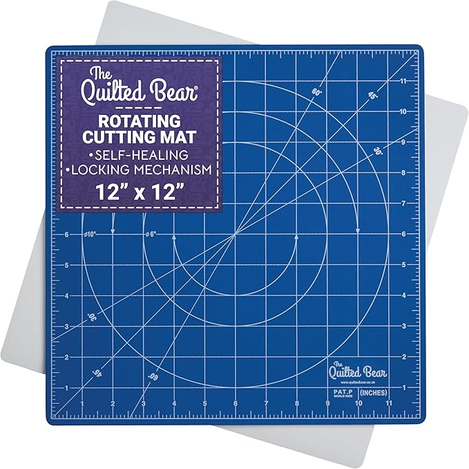 The Quilted Bear 12" x 12" Rotating Self-Healing Cutting Mat, Blue
