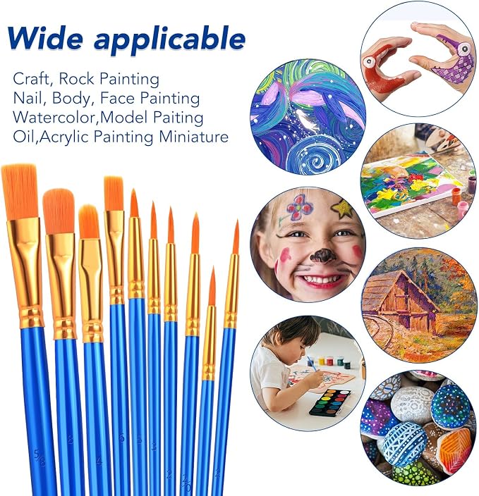 ESRICH 160PCS Paint Brushes, Paint Brush for Acrylic Painting | Artist Paintbrushes for Oil Watercolor, Body Face Rock Canvas, Small Paint Brushes for Kids