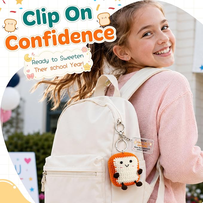OASSIE Back to School Gifts for Students - Positive Crochet Keychain