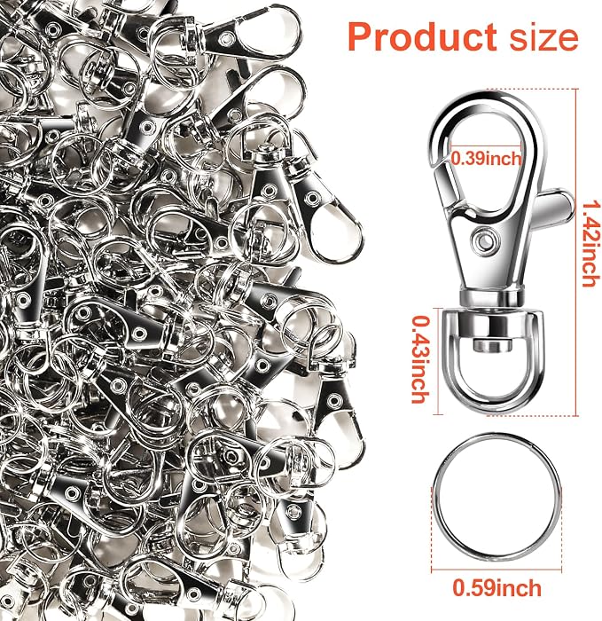 LEOBRO 160PCS Lobster Claw Clasps and Key Rings, Keychain Making Kit, 80PCS Keychain Clips and 80PCS Key Chain Rings, Key Chain Making Kit for Crafts, Keychains, Jewelry