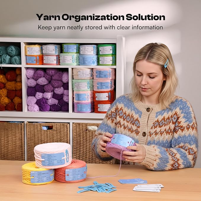 Caydo 40 Set Yarn Information Tags with Clips for Yarn Storage Organizer