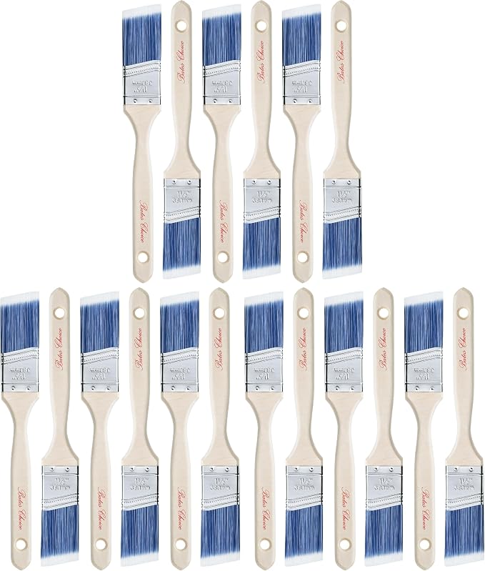 Bates 1.5-Inch Paint Brushes, 18 Pack - Treated Wood Handle, Stain & Wall Brushes, Furniture Paint Brush