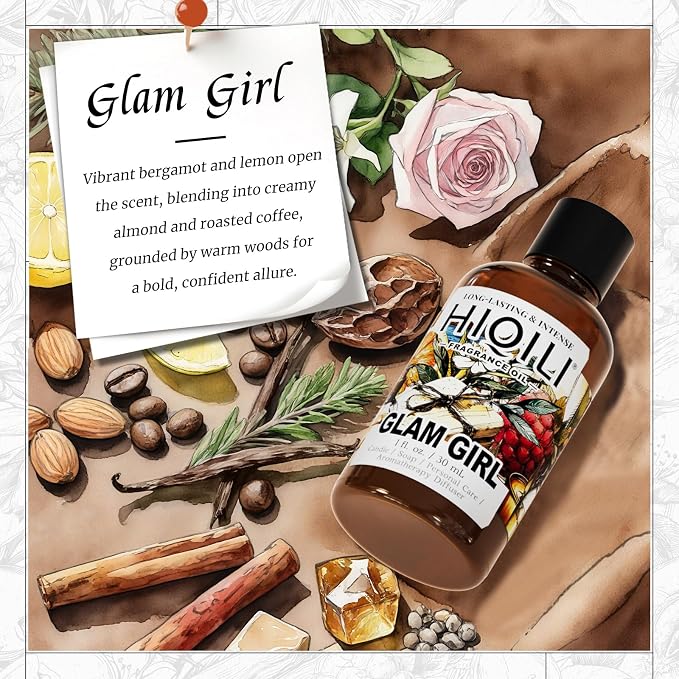 HIQILI Glam Girl Fragrance Oil for Candle, Soap, Inspired by Her-rera G.Girl, Perfume Making, Essential Oil Diffuser, Long Lasting Scents for Hair & Skin - 1.0 Fl Oz(Pack of 1)