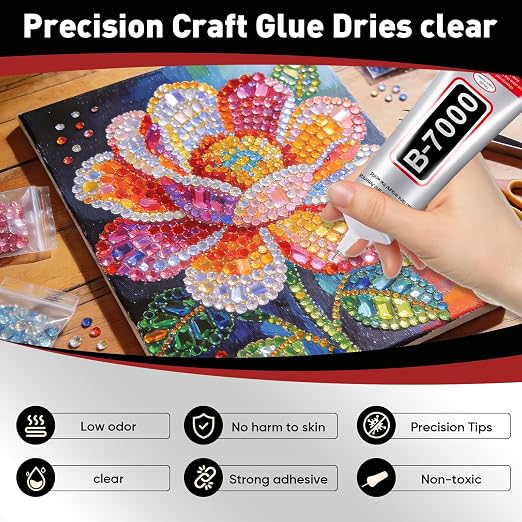2 PCS 110ml B7000 Rhinestone Glue Clear, Bedazzling Glue for Craft, Jewelry