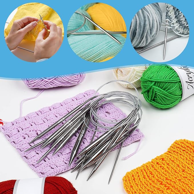 Aeelike Circular Knitting Needles Set, 2.5-10 mm Round Needle, 24 inches