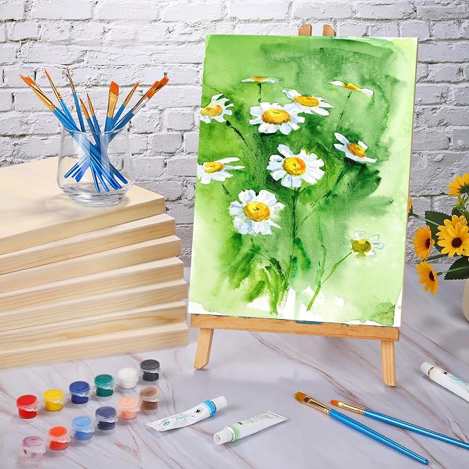 Aodaer 8 Pack Wood Panels 9 x 12 Inch Wooden Panels Canvas Unfinished Craft Wood Boards Panels for Art Crafts Acrylic and Oil Painting Pouring DIY Projects