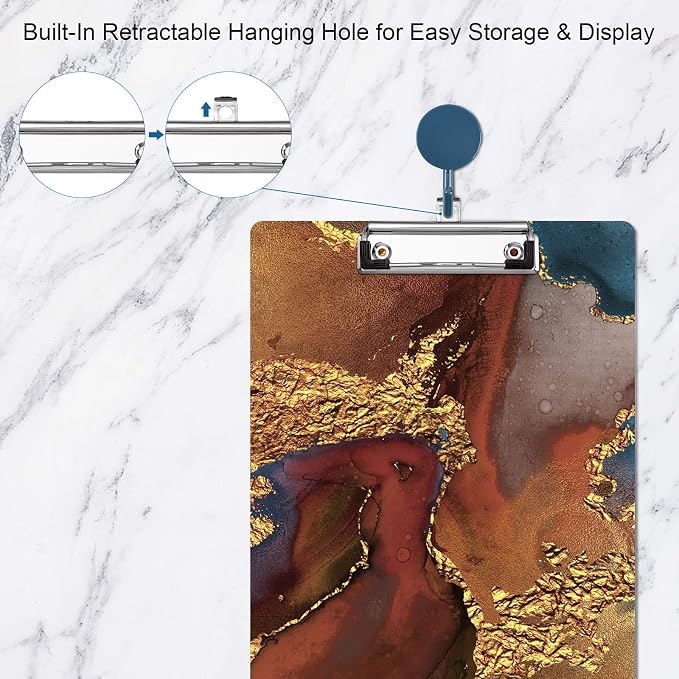 NiArt A4 Clipboard Epoxy Resin Mold & 5 Stainless Steel Low-Profile Clips | A4 Size DIY Casting Silicone Epoxy Resin Mold, Metal Clips with Retractable Hanging Hole for Write Pad Draw Board Making