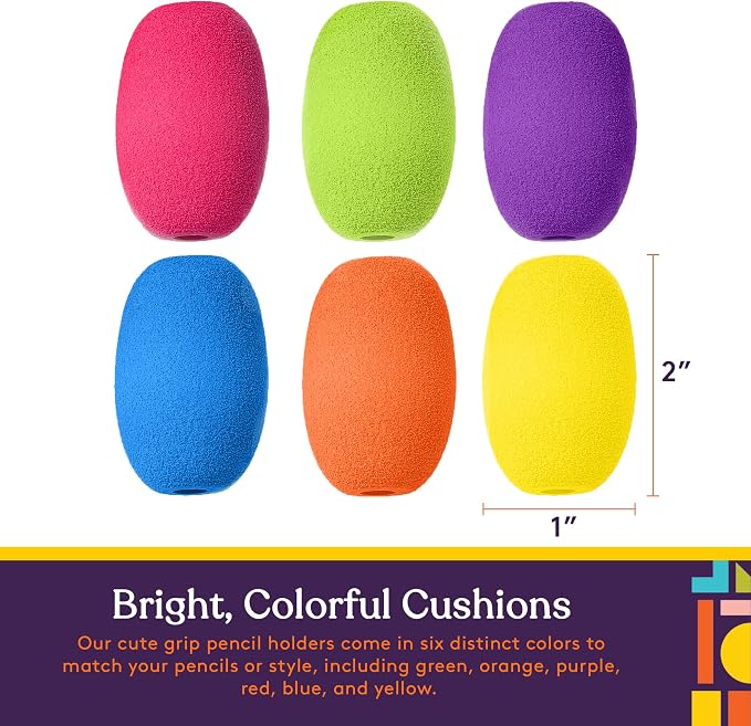 Special Supplies Egg Pen-Pencil Grips for Kids and Adults Colorful, Cushioned Holders for Handwriting, Drawing, Coloring - Ergonomic Right or Left-Handed Use - Reusable (Multicolor- 6 Pack)