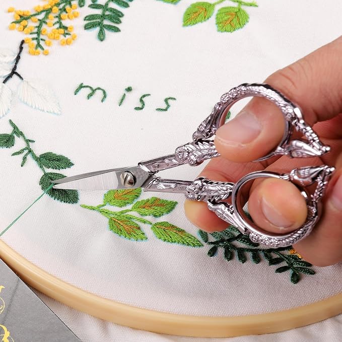 YOUGUOM Sewing Embroidery Scissors, Small Craft Shears with Cover | Sharp, Precision, for Needlework, Cross Stitch, Yarn, Paper Cutting, Detail Thread Snips, Cute Bird, DIY Tool, Purple, 4.6in
