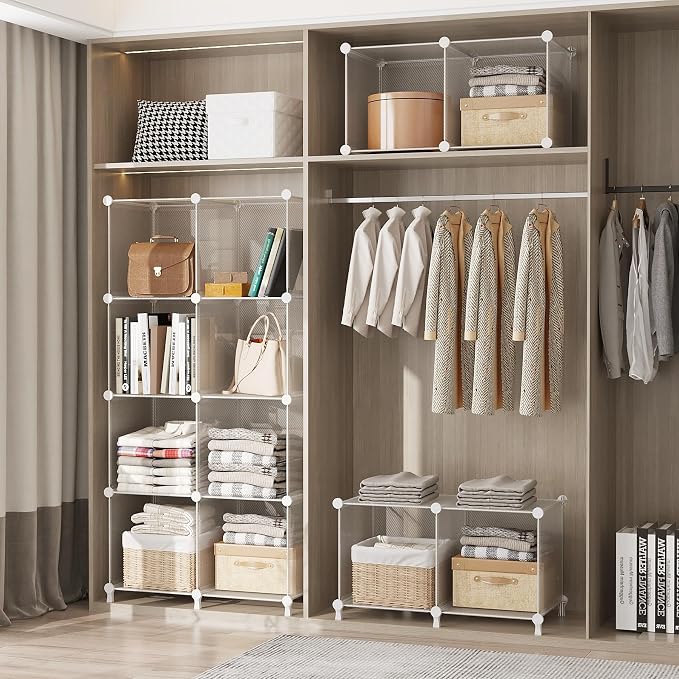 AWTATOS Closet Organizers, 12 Cube Storage Organizer, Transparent Twill