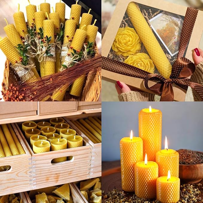 GBACHOOSE 8x8 inch Beeswax Sheets for Candle Making | Beeswax Sheets Wax Sheets for Candle Making Rolling DIY Kits for Adults, Kids, Crafts, Gifts(Yellow)