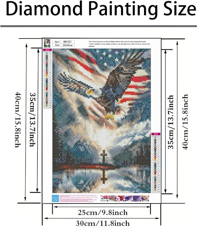 Diamond Art Kits for Adults,US Flag EagleDiamond Painting Kit,11.8X15.8inch | 5D DIY Full Drill Paint by Diamonds Dot Gem Art Painting Kits,for Home Wall Decor Beginners