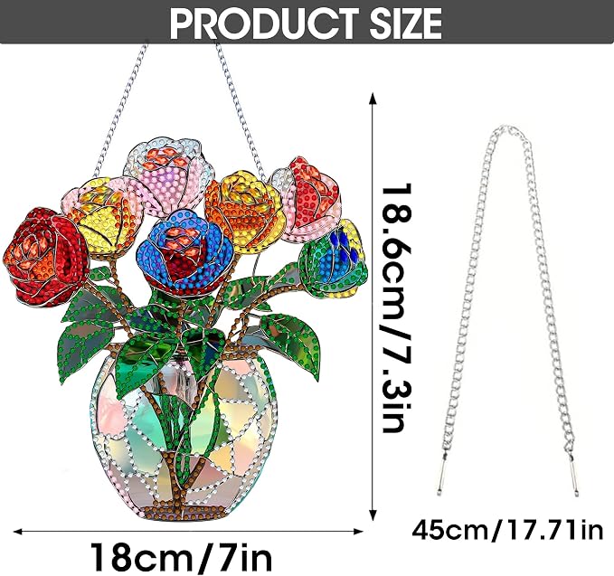 SKRYUIE Flower Hanging Pearl Diamond Art Kits for Adults Suncatcher A11