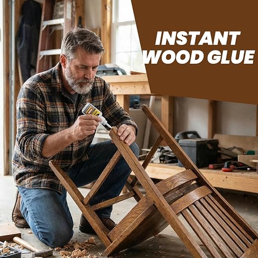 Wood Super Glue 60 Gram Clear Instant CA Glue for Woodworking Wooden Crafts Carpenters & Hobby Models, Heavy Duty Wood Furniture Repair for Chairs, Cabinets Strong All Purpose Cyanoacrylate Adhesive
