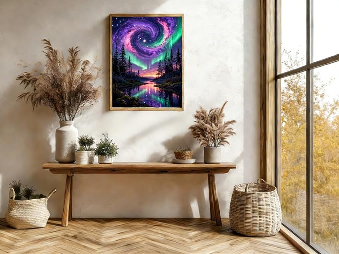 Aurora Borealis 5D Diamond Painting Kits for Adults, Starry Galaxy 12x16"