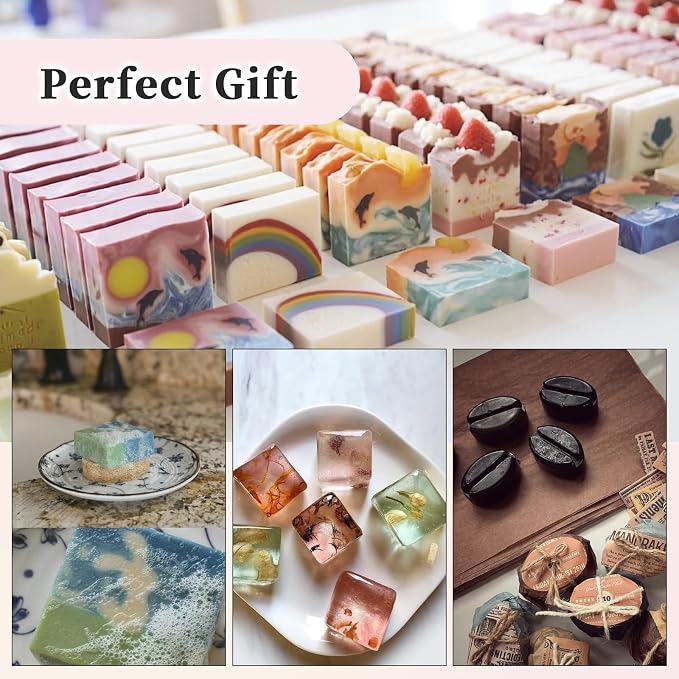 100+ Pcs Deluxe Soap Making Kit, 5.5lb Natural Soap Base with Soap Melting Pot, 8 Essential Oils, 10 Dyes, 5 Soap Molds, etc., All-in-One DIY Soap Making Supplies for Beginners