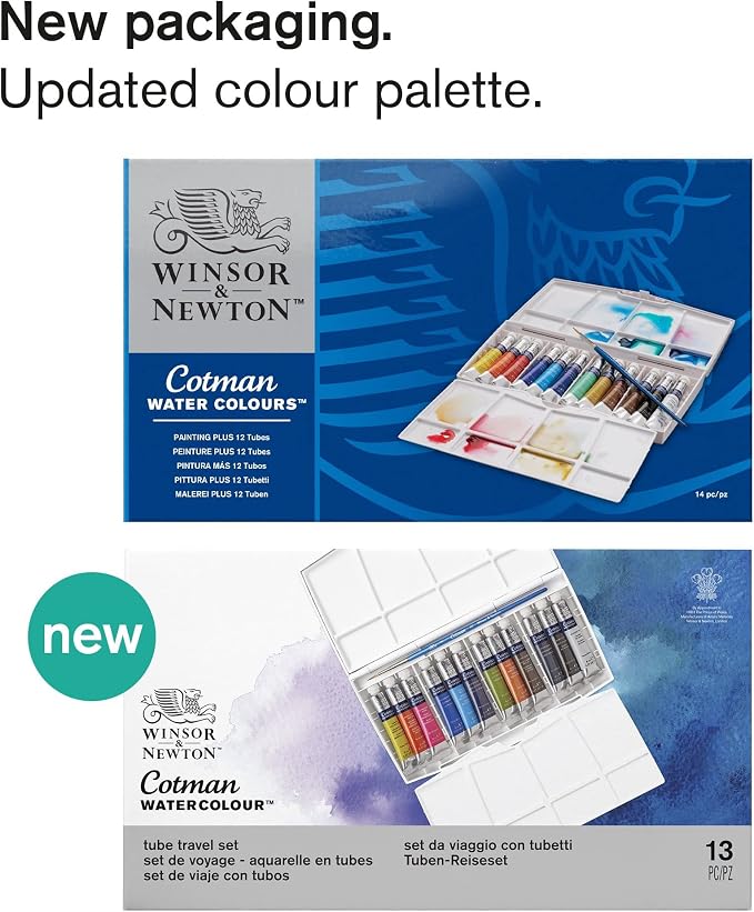 Winsor & Newton Cotman Watercolor Paint Set, 12 x 8ml Tube Travel Set | Watercolor Paint made with Fine Art Pigments, Transparent Color, Lightfast & Permanent, Good Tinting Strength
