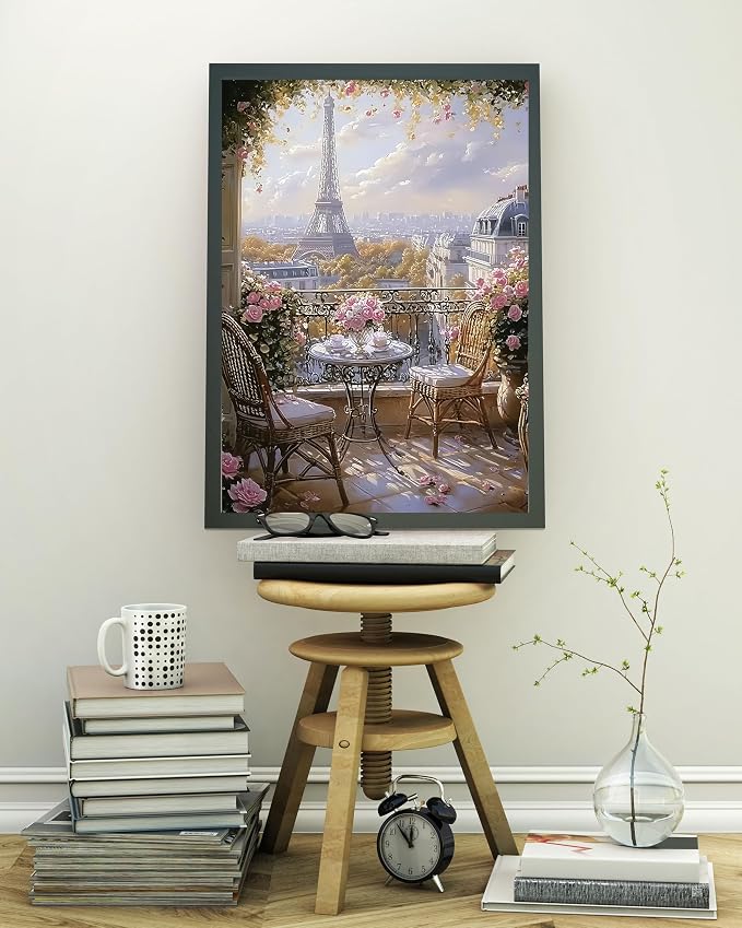 5DDIYART Paris Eiffel Tower Diamond Art Kits for Adults | 5D Diamond Painting for Adult Beginners, DIY Full Drill Round Gem Painting Art for Adults, Home Wall Decor 11.8x15.7 Inch