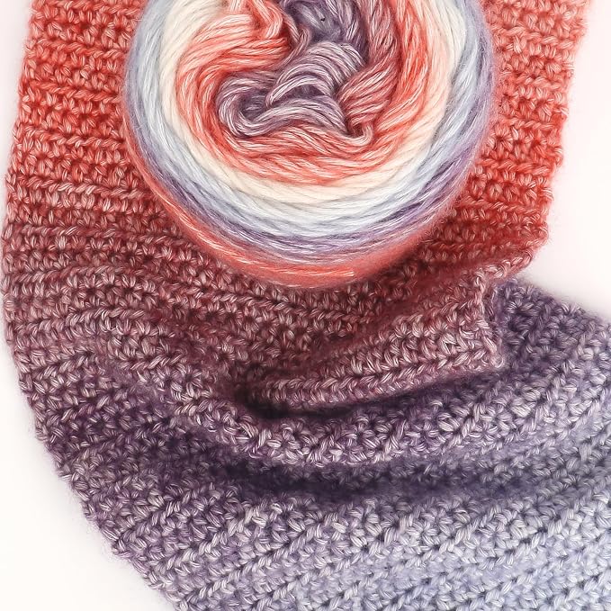 Katech 4 Pack Gradient Cake Yarn for Crocheting-Fairyland Yarn-Super Soft | 100g/3.52 oz-DK Light Weight #3-60% Cotton 30% Acrylic 10% Wool-Perfect for Scarves, Shawls, Blankets and Garments(L)