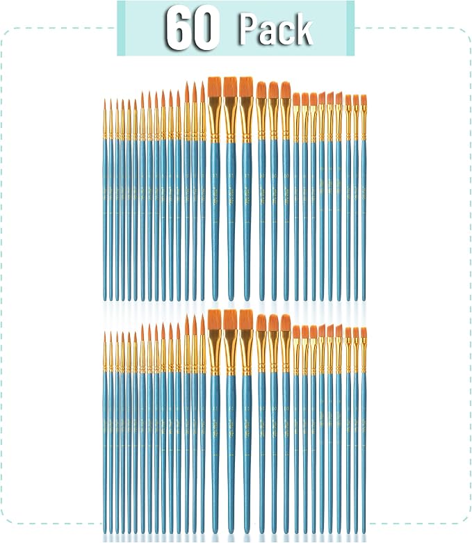 Mr. Pen- Acrylic Paint Brushes Set, 60 Pack, Round & Pointed Tip