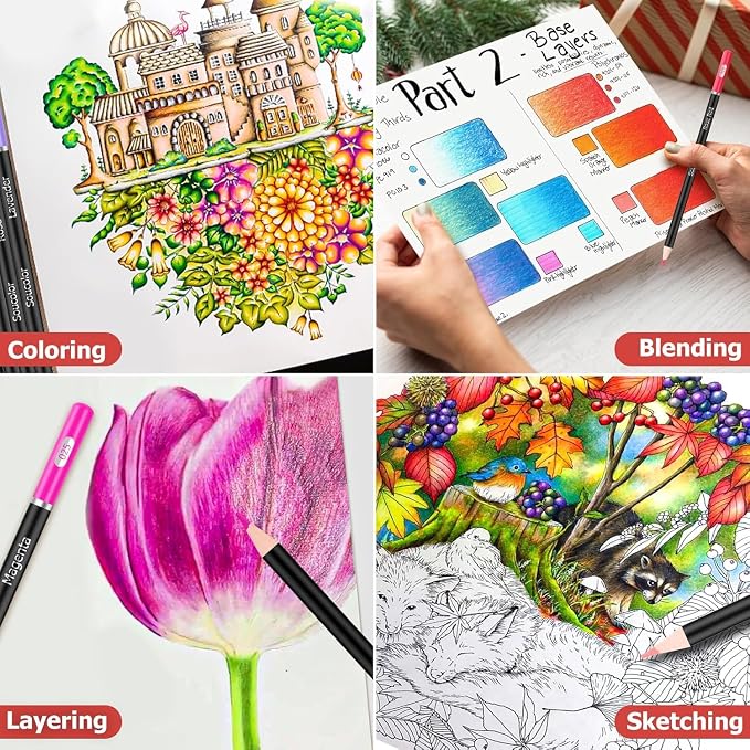 Soucolor 72-Colors Colored Pencils Set,Soft Core for Adult Coloring Books | Blending Shading Drawing Kit, Non-Toxic Artist Pencils with Zippered Case, Art Supplies Gift for Adults Kids Students