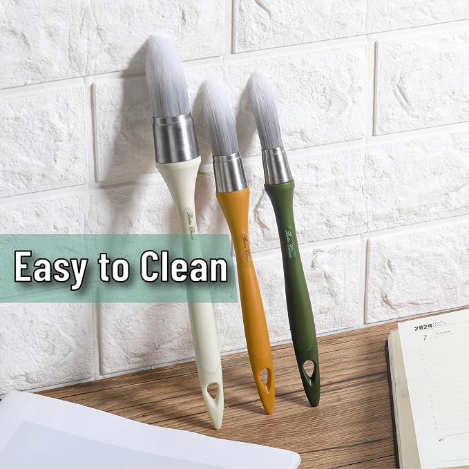Bates- Trim Paint Brush Set, 3 pcs, 5/8”, 3/4” and 1”, Colorful Ergonomic Non-Slip Handle, Synthetic Bristles, Trim Brushes for Painting