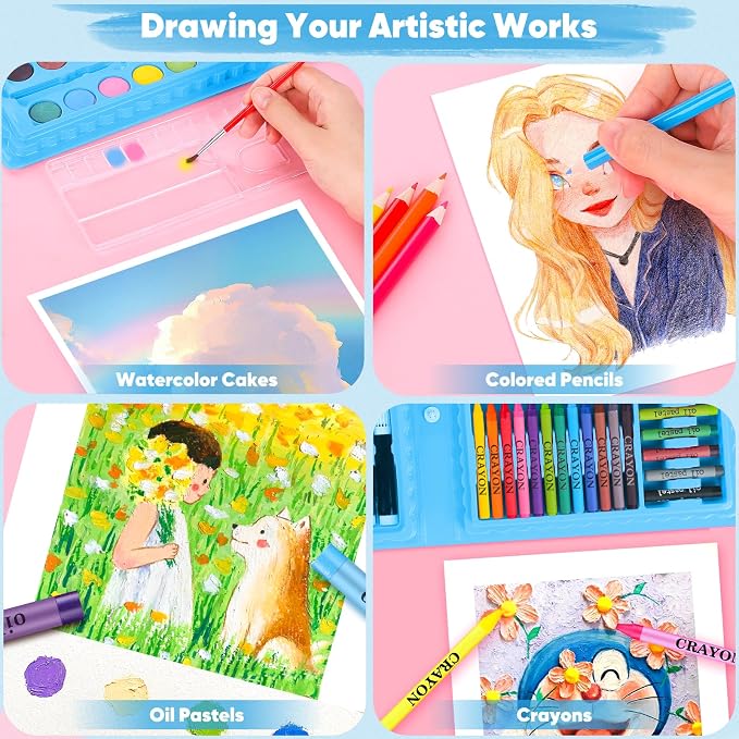 iBayam 149-Set: Crayons, Pastels, Pencils, Pens, Drawing Pad, Coloring Book | Crayons Set, Watercolors Paint Set, Colored Pencils, Drawing Markers, Oil Pastel for Kids Teens Girls Boys Cute School Stuff