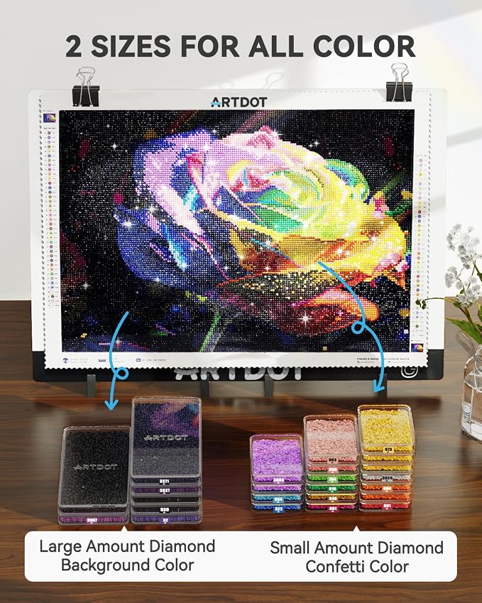 ARTDOT 15-Piece Diamond Art Storage Trays Kits for Adults with Lids, 2-in-1 Stackable Diamond Painting Accessories and Tools